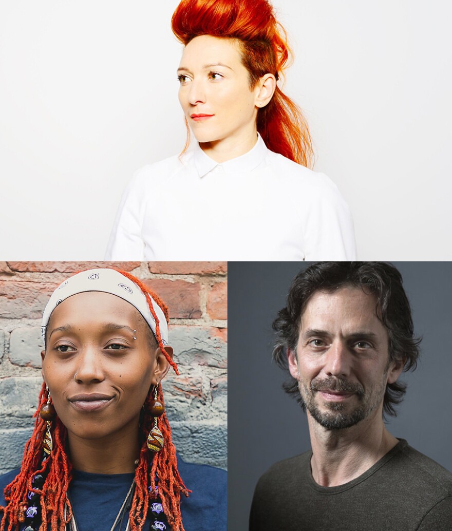 Clockwise from top: Shara Nova, Mark DeChiazza and Siri Imani.